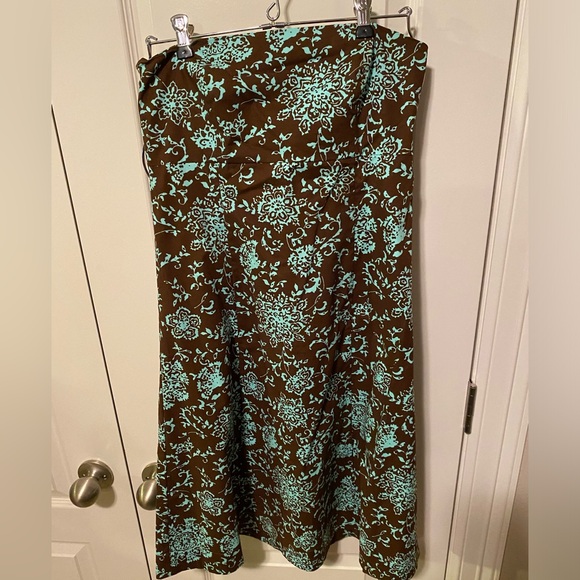 Old Navy brown turquoise strapless dress sz 6 - Picture 2 of 7